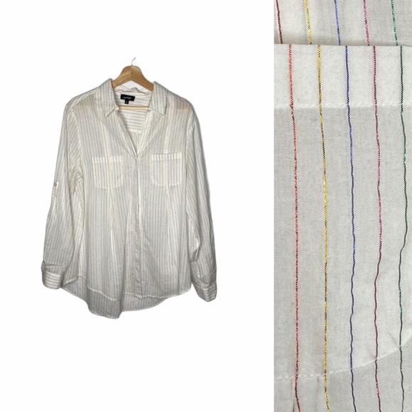 Lord & Taylor Tops - Lord & Taylor Metallic 🌈 Rainbow Striped Top